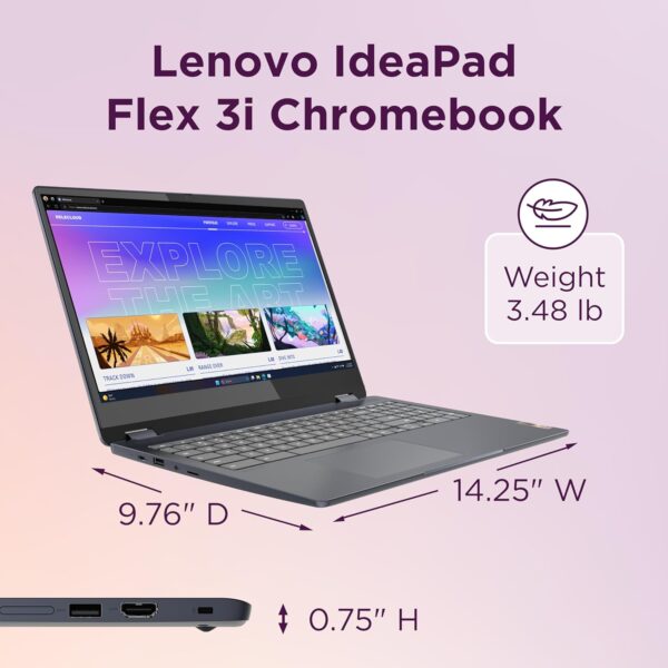 Lenovo IdeaPad Flex 3i Chromebook Laptop – 15.6” FHD Touchscreen, Intel Pentium N6000, 8GB RAM, 128GB SSD, Chrome OS (Abyss Blue)