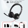 JIAMQISHI USB Headset with Noise-Cancelling Microphone – On-Ear Wired Headphones with In-Line Controls for PC & Laptop (USB + 3.5mm, Black)