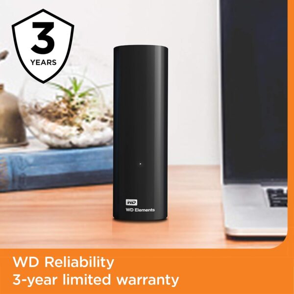 Western Digital 8TB Elements Desktop External Hard Drive – USB 3.0 Plug-and-Play Storage for PC & Mac (Black)