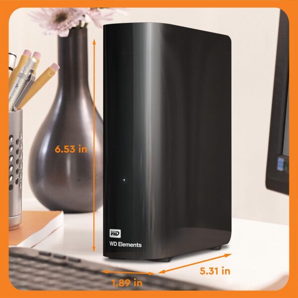 Western Digital 8TB Elements Desktop External Hard Drive – USB 3.0 Plug-and-Play Storage for PC & Mac (Black)
