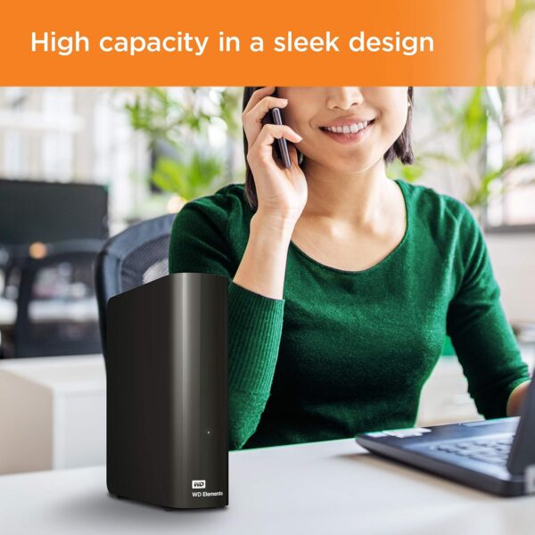 Western Digital 8TB Elements Desktop External Hard Drive – USB 3.0 Plug-and-Play Storage for PC & Mac (Black)