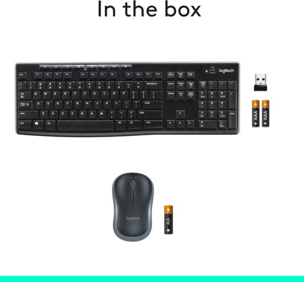 61GV550C2SL._AC_SL1500_ Logitech MK270 Wireless Keyboard and Mouse Combo – 2.4GHz, Full-Size Keyboard with 8 Multimedia Keys & Compact Mouse for PC and Laptop (Black)