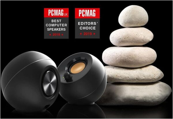 Creative Pebble 2.0 USB-Powered Desktop Speakers – Far-Field Drivers & Passive Radiators (Black)