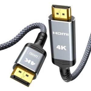 71Bhux7xPhL._SL1500_ Highwings Cable DisplayPort a HDMI 4K 6.6FT – DP (Fuente) a HDMI 1.4 (Pantalla), 4K@30Hz, Trenzado Gris
