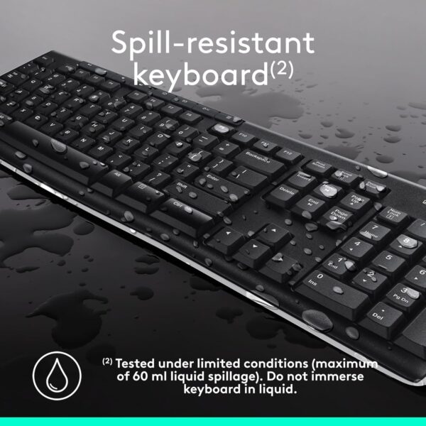 71ESQJ2VahL._AC_SL1500_ Logitech MK270 Wireless Keyboard and Mouse Combo – 2.4GHz, Full-Size Keyboard with 8 Multimedia Keys & Compact Mouse for PC and Laptop (Black)